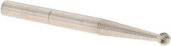 M.A. Ford - 3/32" Cut Diam, 1/8" Shank Diam, Ball Head Double Cut Burr - Carbide, Radius End, 5/64" LOC, 1-1/2" OAL - Americas Industrial Supply