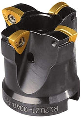 Seco - 1-1/4" Cut Diam, 0.08" Max Depth, 1-1/4" Shank Diam, Cylindrical Shank Indexable High-Feed End Mill - Screw Holding Method, 218.19-160 Insert, R217.21 Toolholder, Through Coolant - Americas Industrial Supply