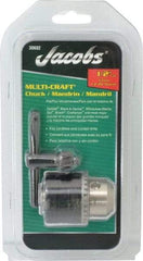 Jacobs - 1/2-20, 2 to 12.7mm Capacity, Threaded Mount Drill Chuck - Keyed, 40.89mm Sleeve Diam, 57.15mm Open Length - Exact Industrial Supply