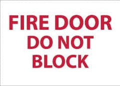 NMC - Fire Door - Do Not Block, Pressure Sensitive Vinyl Fire Sign - 14" Wide x 10" High, Glow-in-the-Dark - Americas Industrial Supply