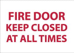 NMC - Fire Door - Keep Closed at All Times, Pressure Sensitive Vinyl Fire Sign - 14" Wide x 10" High, Glow-in-the-Dark - Americas Industrial Supply