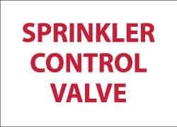 NMC - Sprinkler Control Valve, Pressure Sensitive Vinyl Fire Sign - 14" Wide x 10" High, Glow-in-the-Dark - Americas Industrial Supply