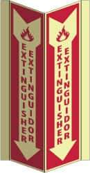 NMC - Extinguisher, Acrylic Fire Sign - 8-3/4" Wide x 16" High, English/Spanish, Glow-in-the-Dark - Americas Industrial Supply