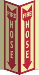 NMC - Fire Hose, Acrylic Fire Sign - 8-3/4" Wide x 16" High, Glow-in-the-Dark - Americas Industrial Supply