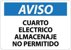 NMC - "Aviso - Cuarto Electrico - Almacenaje No Permitido", 10" Long x 14" Wide, Aluminum Safety Sign - Rectangle, 0.04" Thick, Use for Workplace/Safety - Americas Industrial Supply