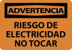 NMC - "Advertencia - Riesgo de Electricidad - No Tocar", 10" Long x 14" Wide, Aluminum Safety Sign - Rectangle, 0.04" Thick, Use for Workplace/Safety - Americas Industrial Supply