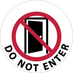 NMC - Do Not Enter, Anti-Skid Pressure-Sensitive Vinyl Floor Sign - Round, Black & Red on White, Adhesive Backed, For Security & Admittance - Americas Industrial Supply