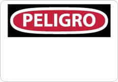 NMC - "Peligro", 10" Long x 14" Wide, Pressure-Sensitive Vinyl Safety Sign - Rectangle, 0.004" Thick, Use for Workplace/Safety - Americas Industrial Supply