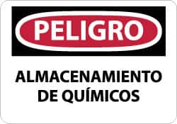 NMC - "Peligro - Almacenamiento de Quimicos", 10" Long x 14" Wide, Aluminum Safety Sign - Rectangle, 0.04" Thick, Use for Workplace/Safety - Americas Industrial Supply