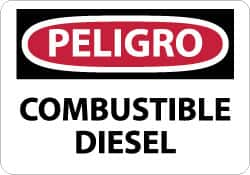 NMC - "Peligro - Combustible Diesel", 10" Long x 14" Wide, Aluminum Safety Sign - Rectangle, 0.04" Thick, Use for Workplace/Safety - Americas Industrial Supply