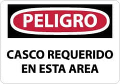 NMC - "Peligro - Casco Requerido en Esta Area", 10" Long x 14" Wide, Rigid Plastic Safety Sign - Rectangle, 0.05" Thick, Use for Accident Prevention - Americas Industrial Supply