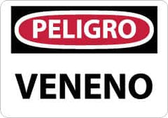 NMC - "Peligro - Veneno", 10" Long x 14" Wide, Aluminum Safety Sign - Rectangle, 0.04" Thick, Use for Workplace/Safety - Americas Industrial Supply