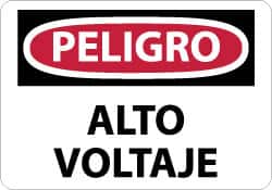 NMC - "Peligro - Alto Voltaje", 10" Long x 14" Wide, Pressure-Sensitive Vinyl Safety Sign - Rectangle, 0.004" Thick, Use for Workplace/Safety - Americas Industrial Supply