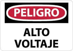 NMC - "Peligro - Alto Voltaje", 10" Long x 14" Wide, Pressure-Sensitive Vinyl Safety Sign - Rectangle, 0.004" Thick, Use for Workplace/Safety - Americas Industrial Supply
