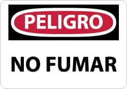 NMC - "Peligro - No Fumar", 10" Long x 14" Wide, Pressure-Sensitive Vinyl Safety Sign - Rectangle, 0.004" Thick, Use for Smoking Regulations - Americas Industrial Supply