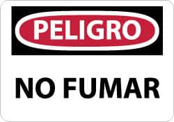 NMC - "Peligro - No Fumar", 10" Long x 14" Wide, Aluminum Safety Sign - Rectangle, 0.04" Thick, Use for Smoking Regulations - Americas Industrial Supply