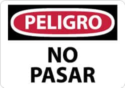 NMC - "Peligro - No Pasar", 10" Long x 14" Wide, Pressure-Sensitive Vinyl Safety Sign - Rectangle, 0.004" Thick, Use for Security & Admittance - Americas Industrial Supply