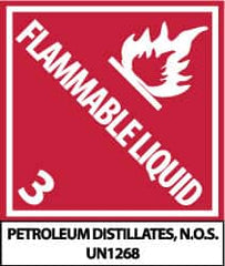 NMC - Flammable Liquid - 3 - Petroleum Distillates, N.O.S. - UN1268 Shipping Label - 4-3/4" High x 4" Wide - Americas Industrial Supply