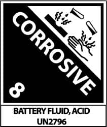 NMC - Corrosive 8 Battery Fluid, Acid Un2796 Shipping Label - 4-3/4" High x 4" Wide - Americas Industrial Supply