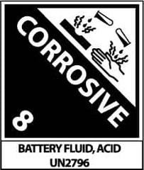 NMC - Corrosive 8 Battery Fluid, Acid Un2796 Shipping Label - 4-3/4" High x 4" Wide - Americas Industrial Supply