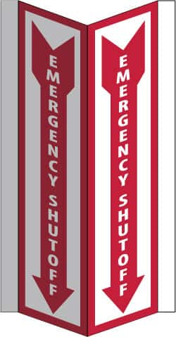 NMC - "Emergency Shut-Off", 16" Long x 8-3/4" Wide, Rigid Plastic Safety Sign - Rectangle, 0.125" Thick, Use for Accident Prevention - Americas Industrial Supply