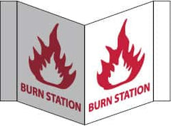 NMC - "Burn Station", 8" Long x 14-1/2" Wide, Rigid Plastic Safety Sign - Rectangle, 0.125" Thick, Use for First Aid - Americas Industrial Supply