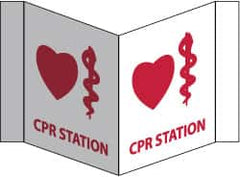 NMC - "CPR Station", 8" Long x 14-1/2" Wide, Rigid Plastic Safety Sign - Rectangle, 0.125" Thick, Use for First Aid - Americas Industrial Supply