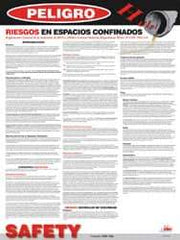 NMC - 18" Wide x 24" High Laminated Paper Confined Space Information Poster - Spanish - Americas Industrial Supply