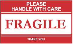 NMC - Please Handle with Care - Fragile - Thank You Shipping Label - 2-1/2" High x 4" Wide - Americas Industrial Supply