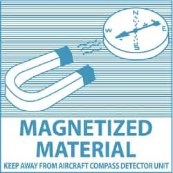 NMC - Magnetized Material - Keep Away From Aircraft Compass Detector Unit DOT Shipping Label - 4" High x 4" Wide - Americas Industrial Supply