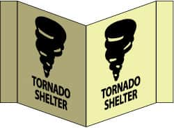 NMC - "Tornado Shelter - Tornado Shelter", 8" Long x 14-1/2" Wide, Rigid Plastic Safety Sign - Rectangle, 0.125" Thick, Use for Accident Prevention - Americas Industrial Supply