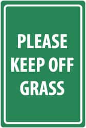 NMC - "Please Keep Off Grass", 18" Long x 12" Wide, Rigid Plastic Safety Sign - Rectangle, 0.05" Thick, Use for Security & Admittance - Americas Industrial Supply