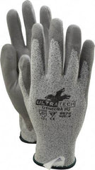 MCR Safety - Size M (8), ANSI Cut Lvl 2, Polyurethane Coated Cut Resistant Gloves - Palm & Fingers Coated, Dyneema Lining, Knit Wrist, Salt & Pepper/Gray, Paired - Americas Industrial Supply