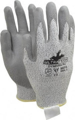 MCR Safety - Size S (7), ANSI Cut Lvl 2, Polyurethane Coated Cut Resistant Gloves - Palm & Fingers Coated, Dyneema Lining, Knit Wrist, Salt & Pepper/Gray, Paired - Americas Industrial Supply