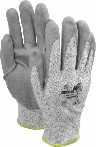 MCR Safety - Size XL (10), ANSI Cut Lvl 2, Polyurethane Coated Cut Resistant Gloves - Palm & Fingers Coated, Dyneema Lining, Knit Wrist, Salt & Pepper/Gray, Paired - Americas Industrial Supply