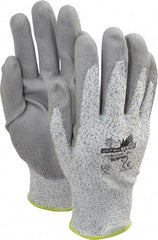 MCR Safety - Size XL (10), ANSI Cut Lvl 2, Polyurethane Coated Cut Resistant Gloves - Palm & Fingers Coated, Dyneema Lining, Knit Wrist, Salt & Pepper/Gray, Paired - Americas Industrial Supply