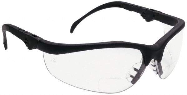 MCR Safety - +1.5, Clear Lenses, Scratch Resistant, Framed Magnifying Safety Glasses - UV Protection, Adjustable Temples, Black Plastic Frame, ANSI Z87.1+ - Americas Industrial Supply