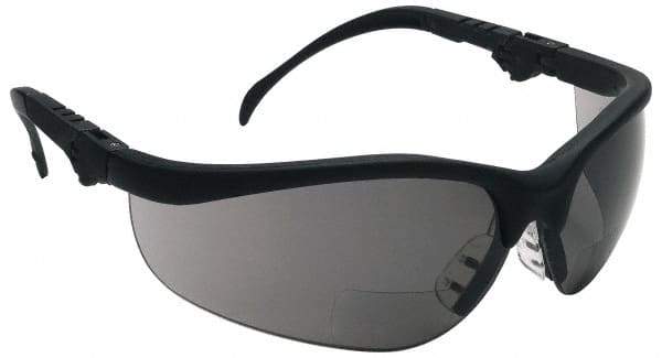 MCR Safety - +2.5, Gray Lenses, Scratch Resistant, Framed Magnifying Safety Glasses - UV Protection, Adjustable Temples, Black Plastic Frame, ANSI Z87.1+ - Americas Industrial Supply