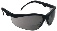 MCR Safety - +2.5, Gray Lenses, Scratch Resistant, Framed Magnifying Safety Glasses - UV Protection, Adjustable Temples, Black Plastic Frame, ANSI Z87.1+ - Americas Industrial Supply