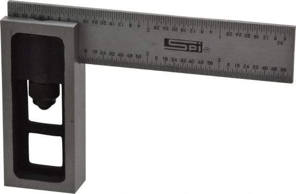 SPI - 4 Inch Long, 4R Double Square - 1/64, 1/32, 1/16 and 1/8 Inch Graduation, Hardened Steel - Americas Industrial Supply