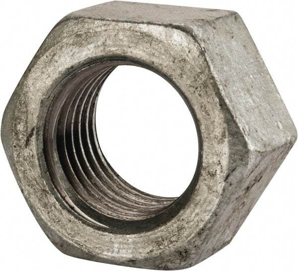 Value Collection - 1-1/4 - 7 UNC Steel Right Hand Hex Nut - 1-7/8" Across Flats, 1-1/16" High, Hot Dipped Galvanized Finish - Americas Industrial Supply