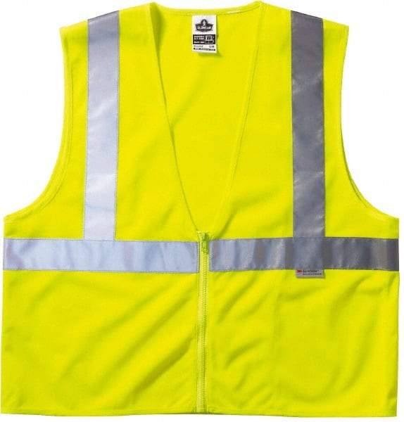 Ergodyne - Size L/XL High Visibility Lime Mesh General Purpose Vest - 44 to 52" Chest, ANSI/ISEA 107, Zipper Closure, 3 Pockets, Polyester - Americas Industrial Supply