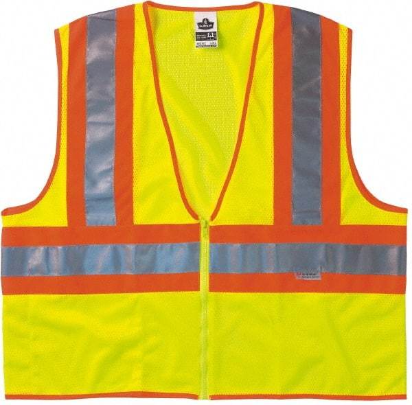 Ergodyne - Size 2X/3XL High Visibility Lime Mesh General Purpose Vest - 52 to 58" Chest, ANSI/ISEA 107, Zipper Closure, 1 Pocket, Polyester - Americas Industrial Supply