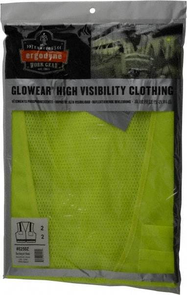 Ergodyne - Size L/XL High Visibility Lime Mesh/Solid Surveyor's Vest - 44 to 52" Chest, ANSI/ISEA 107, Zipper Closure, 6 Pockets, Polyester - Americas Industrial Supply