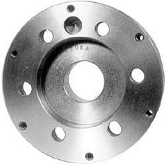 Buck Chuck Company - Adapter Back Plate for 10" Diam Self Centering Lathe Chucks - A1/A2-6 Mount, 2.9375" Through Hole Diam, 6.344" OD, 1.635" Flange Height, Steel - Americas Industrial Supply