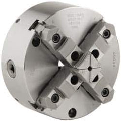 Buck Chuck Company - 4 Jaws, 8" Diam, Self Centering Manual Lathe Chuck - Front Mount, Adjustable, Reversible, 4,000 Max RPM, 2.37" Through Hole Diam, Forged Steel - Americas Industrial Supply