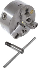 Bison - 3 Jaws, 6" Diam, Self Centering Manual Lathe Chuck - D1-4 Mount Spindle, Reversible, 4,500 Max RPM, 1.6535" Through Hole Diam, 0.0008" Axial Runout, 0.0012" Radial Runout, Forged Steel - Americas Industrial Supply