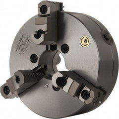 Bison - 3 Jaws, 8" Diam, Self Centering Manual Lathe Chuck - D1-6 Mount Spindle, Reversible, 4,000 Max RPM, 2.1653" Through Hole Diam, 0.001" Axial Runout, 0.0016" Radial Runout, Forged Steel - Americas Industrial Supply