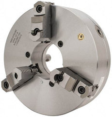 Bison - 3 Jaws, 12" Diam, Self Centering Manual Lathe Chuck - D1-8 Mount Spindle, Reversible, 2,800 Max RPM, 4.0551" Through Hole Diam, 0.0012" Axial Runout, 0.002" Radial Runout, Forged Steel - Americas Industrial Supply