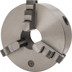 Interstate - 3 Jaws, 8" Diam, Self Centering Manual Lathe Chuck - Plain Back Mount Spindle, 2.5591" Through Hole Diam, 0.003" Axial Runout, Cast Iron - Americas Industrial Supply